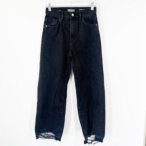 DL1961 Hepburn Wide Leg High Rise Vintage Jeans Distressed Hems
